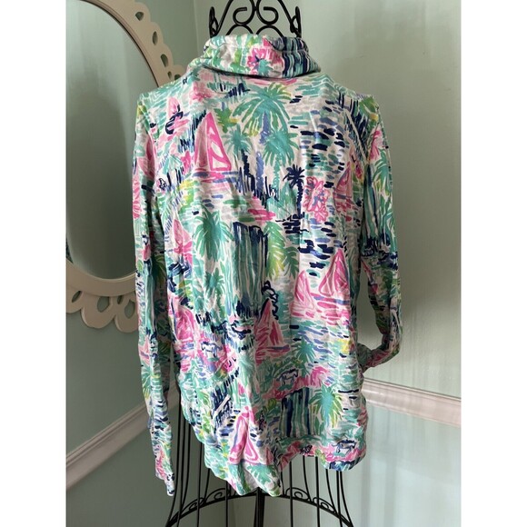 Lilly Pulitzer S Fletcher Salt in the Air Popover Pullover Sweatshirt Cowl Neck - Picture 4 of 8